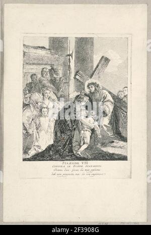 Drucken, Via Crucis - Station VIII, Er tröstet die weinenden Frauen, ca. 1749 Stockfoto