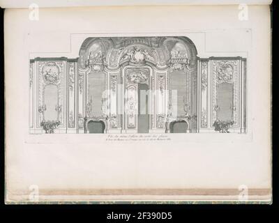 Print, Vüe de Même (Czartoryski) Sallon du Costé des glacés (Entwurf für den Salon Czartoryski), Platte 85, in oeuvres de Juste-Aurèle Meissonnier (Werke von Juste-Aurèle Meissonnier), 1748 Stockfoto