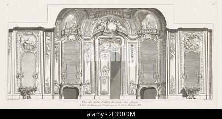 Print, Vüe de Même (Czartoryski) Sallon du Costé des glacés (Entwurf für den Salon Czartoryski), Platte 85, in oeuvres de Juste-Aurèle Meissonnier (Werke von Juste-Aurèle Meissonnier), 1748 Stockfoto