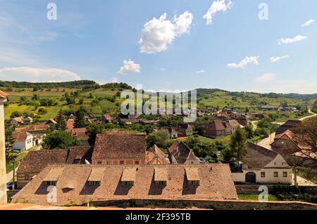 Schöne Landschaft in Biertan Dorf, Rumänien Stockfoto