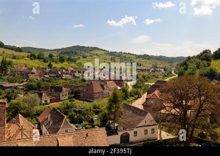 Schöne Aussicht von der Wehrkirche in Biertan, Rumänien Stockfoto