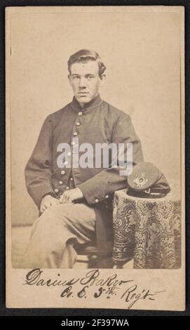 Private Darius Baker of Co. E, 5th Massachusetts Infantry Regiment in Uniform) - fotografiert von Bowers, No. 96 Market Street, Lynn Stockfoto