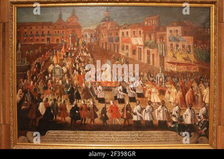 Procesión de la Virgen de Gracia en la Plaza de la Cebada. Stockfoto