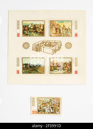 05.03.2021 Istanbul Türkei - gebrauchte und abgesagte Briefmarke. Eine Briefmarke gedruckt in Bulgarien 1971 1950-1954 GEMÄLDE SERIE MIT 5 MARKEN Stockfoto