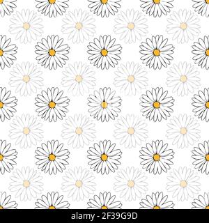 Vektor weiß Hintergrund weiß gelb zitronig floral nahtlose Muster. Gänseblümchen, Nahtloses Muster Hintergrund Stock Vektor