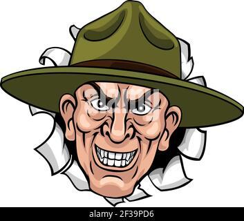 Armee Bootcamp Drill Sergeant Soldat Ponting Stock Vektor