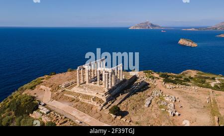 Tempel von Poseidon in Sounio, Griechenland Stockfoto