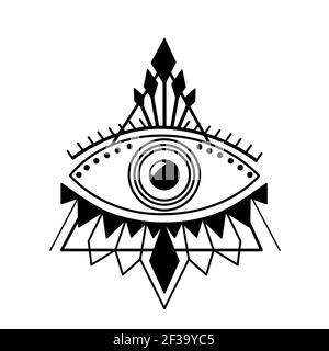 Auge der Vorsehung. Magische Hexerei Symbol. Böses Auge. Magische esoterische Religion heilige Geometrie Symbol Vektor Illustration. Schwarzes Symbol Stock Vektor