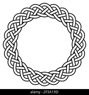 Geflochtene gestrickte Guilloche Rosette Rahmen Vektor kreisförmigen keltischen skandinavischen Knot Muster Stock Vektor