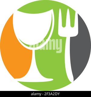 Vektorsymbol für Löffel- und Gabel-Logo-Vorlage Stock Vektor