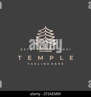 Vintage Retro Temple Logo Design Illustration Vorlage Stock Vektor