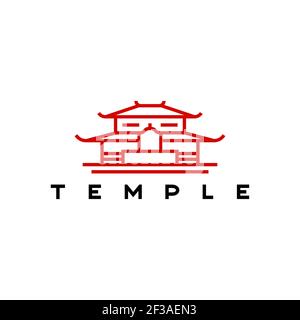 Vintage Retro Monoline Temple Logo Design Illustration Stock Vektor