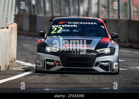 22 FREDERIC VERVISCH, (BELGIEN), COMTOYOU TEAM AUDI SPORT, AUDI RS3 LMS, Aktion beim FIA WTCR World Touring Car Race 2019 in Marokko in Marrakesch, vom 5. Bis 7. April - Foto Florent Gooden / DPPI Stockfoto