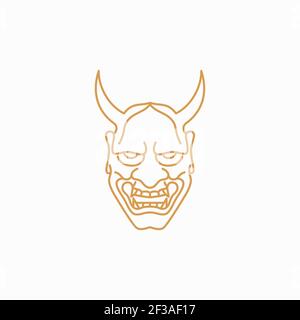 Japanischer Dämon Oni Maske Logo Design Stock Vektor