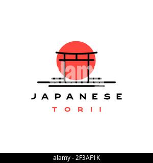 Japanisches Torii-Haus / Torii Gate Hipster Logo Vektorgrafik Stock Vektor