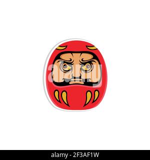 Japanische Daruma Logo Design Vektor Illustration Stock Vektor