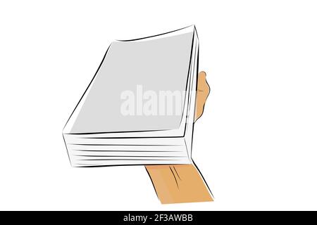 Skizze Vektor Illustration für Bildung Related Article, Hand Holding Big Book Stock Vektor
