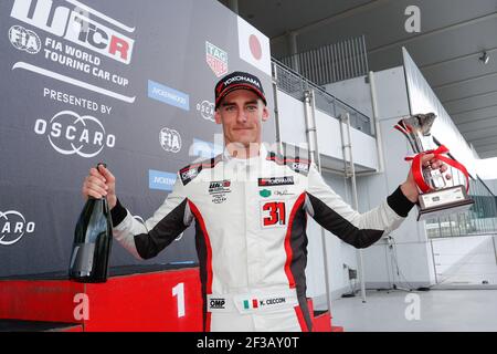 CECCON Kevin, (ITA), Team Mulsanne, Alfa Romeo Giulietta TCR, Portrait Podium Ambiente während des 2019 FIA WTCR World Touring Car Cup of Japan, in Suzuka vom 25. Bis 27. oktober - Foto Frederic Le Floc'h / DPPI Stockfoto