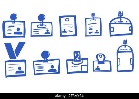Vektor Blau einfache Hand zeichnen Skizze, verschiedene Modell-ID oder Personalausweis Stock Vektor