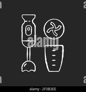 Stabmixer Kreide weißes Symbol auf schwarzem Hintergrund Stock Vektor