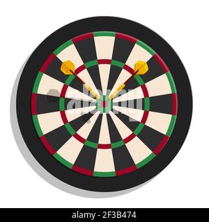 Farbe Darts Board Ziel mit Pfeil Pfeile im Cartoon-Stil. Ausrüstung für Sportwettkämpfe. Vektor Stock Vektor