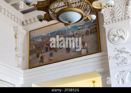 Das Innere des Jaroslawski-Bahnhofs, Moskau, Russland-- ist einer von neun Hauptbahnhöfen in Moskau, auf Komsomolskaja-Platz. It Stockfoto