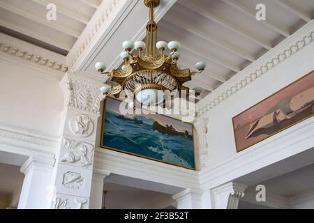 Das Innere des Jaroslawski-Bahnhofs, Moskau, Russland-- ist einer von neun Hauptbahnhöfen in Moskau, auf Komsomolskaja-Platz. It Stockfoto