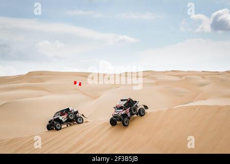 432 ZINGONI Nicolas Ricardo (arg), USANDIZAGA Pedro (arg), Polaris, ATV Patagonia Racing Team, Gruppe OP3, Klasse UTV UTV OP, Auto , 433 BARRON MIFFLIN Jacques (per), BARRON Lucas (per), Polaris, Pro RAID Peru, Gruppe OP3, Klasse UTV UTV OP, Auto, Aktion während der Dakar 2019, Etappe 1 Lima nach Pisco, peru, am 7. januar - Foto Frederic Le Floc'h / DPPI Stockfoto