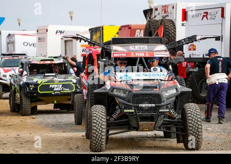 432 ZINGONI Nicolas Ricardo (arg), USANDIZAGA Pedro (arg), Polaris, ATV Patagonia Racing Team, Gruppe OP3, Klasse UTV UTV OP, Auto , während der Dakar 2019, Start Podium, Podium de Départ, Peru, Lima, Am 6. januar - Foto Frederic Le Floc'h / DPPI Stockfoto