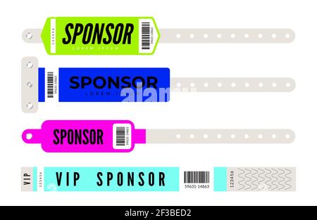 Events Armbänder. Vector Mockup Eingang Sponsor id Armbänder Stock Vektor