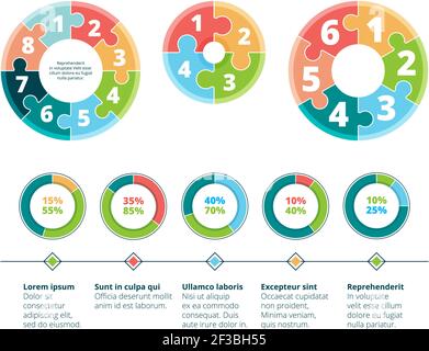Puzzle-Infografik. Business Erfolg Schritte Idee Werbung Präsentation Kreis Puzzles Vektor Konzept Stock Vektor