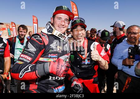 09 Brabec Ricky (usa), Honda, Monster Energy Honda Team 2020, Moto, Bike, Motul feiert seinen Sieg bei der Ankunft der Dakar 2020, in Qiddiya, Saudi-Arabien, am 17. Januar 2020 - Foto Francois Flamand / DPPI Stockfoto