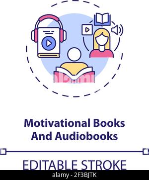 Motivationsbücher und Hörbücher Concept Icon Stock Vektor