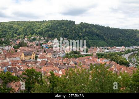 Wertheim am Main Deutschland - 19,06.2018: Blick auf Wertheim am Main vom Aussichtspunkt Schloss Stockfoto