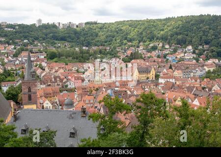 Wertheim am Main Deutschland - 19,06.2018: Blick auf Wertheim am Main vom Aussichtspunkt Schloss Stockfoto