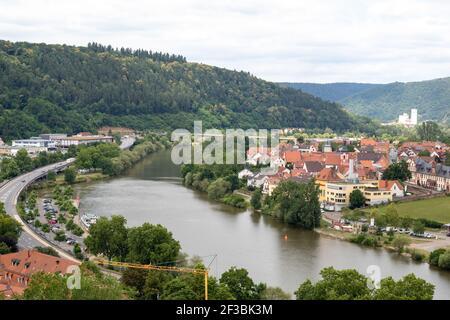 Wertheim am Main Deutschland - 19,06.2018: Blick auf Wertheim am Main vom Aussichtspunkt Schloss Stockfoto