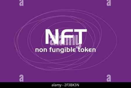NFT nicht finanzierbare Token Konzept der Blockchain Kryptowährungshandel. Online-Auktion mit Krypto-Kunst Stock Vektor
