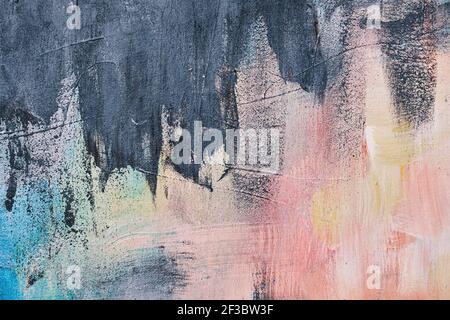 Abstrakte Malerei mit Pastellfarben und grauen Stokes, grunge Hintergrund oder Textur Stockfoto