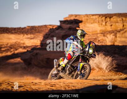 20 Aubert Johnny (Fra), Sherco TVS, Sherco TVS Rally Factory, Moto, Bike, Motul, Aktion während der Etappe 5 der Dakar 2020 zwischen Al Ula und Ha'il, 563 km - SS 353 km, in Saudi-Arabien, am 9. Januar 2020 - Foto Francois Flamand / DPPI Stockfoto