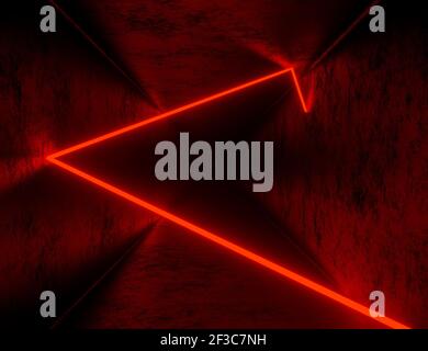3D Render, abstrakter Tunnelhintergrund mit roten Neonlichtern Stockfoto