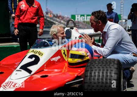 Jacques Villeneuve au volant de la Ferrari 312T3 de son père Gilles, Jacques Villeneuve fährt den Ferrari 312T3 von seinem Vater Gilles, während der Formel-1-Weltmeisterschaft 2018, Grand Prix von Kanada vom 7. Bis 10. Juni in Montreal - Foto Frederic Le Floc'h / DPPI Stockfoto