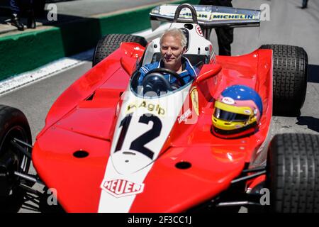 Jacques Villeneuve au volant de la Ferrari 312T3 de son père Gilles, Jacques Villeneuve fährt den Ferrari 312T3 von seinem Vater Gilles, während der Formel-1-Weltmeisterschaft 2018, Grand Prix von Kanada vom 7. Bis 10. Juni in Montreal - Foto Frederic Le Floc'h / DPPI Stockfoto