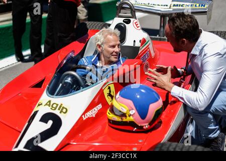 Jacques Villeneuve au volant de la Ferrari 312T3 de son père Gilles, Jacques Villeneuve fährt den Ferrari 312T3 von seinem Vater Gilles, während der Formel-1-Weltmeisterschaft 2018, Grand Prix von Kanada vom 7. Bis 10. Juni in Montreal - Foto Frederic Le Floc'h / DPPI Stockfoto