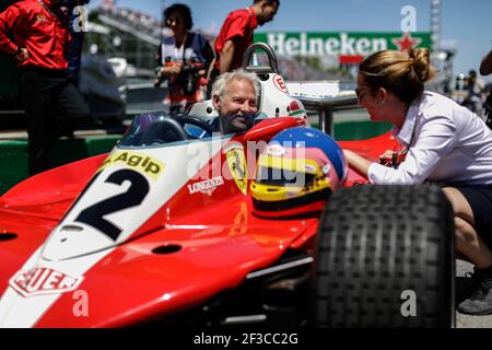 Jacques Villeneuve au volant de la Ferrari 312T3 de son père Gilles, Jacques Villeneuve fährt den Ferrari 312T3 von seinem Vater Gilles, während der Formel-1-Weltmeisterschaft 2018, Grand Prix von Kanada vom 7. Bis 10. Juni in Montreal - Foto Frederic Le Floc'h / DPPI Stockfoto
