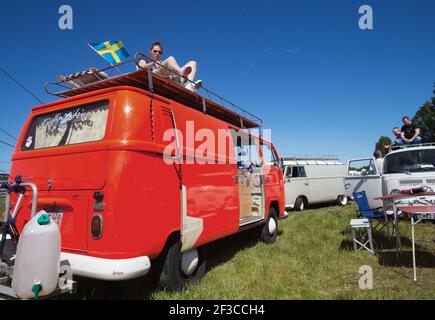 Volkswagen trifft Bug Run im Mantorp Park. Stockfoto