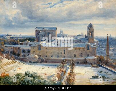 Santa Trinit &#XE0; dei Monti im Schnee, 1825/1830. Stockfoto