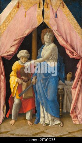 Judith mit dem Leiter der Holofernes, c. 1495/1500. Möglicherweise von Andrea Mantegna, oder Anhänger von Mantegna (Giulio Campagnola). Stockfoto