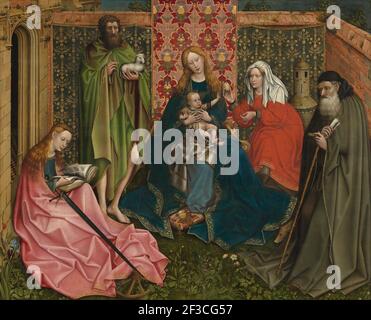 Madonna mit Kind mit Heiligen im geschlossenen Garten, c. 1440/1460. Stockfoto