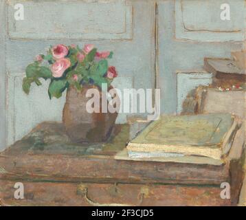 The Artist's Paint Box and Moss Roses, 1898. Stockfoto