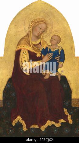 Madonna mit Kind throned, c. 1420. Stockfoto